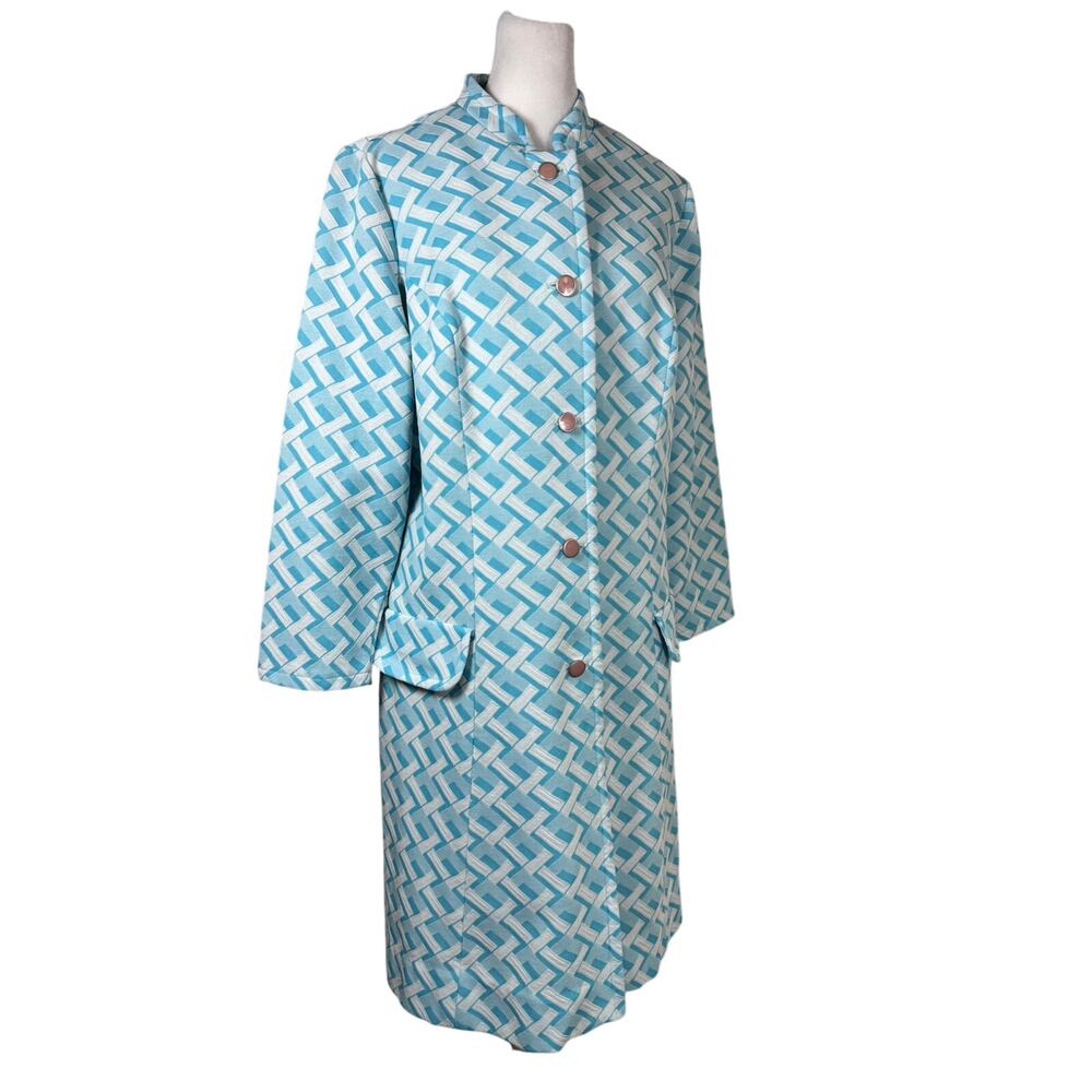 Vintage ‘60s Puritan Forever Young Blue & White Basketweave Print Jacket
